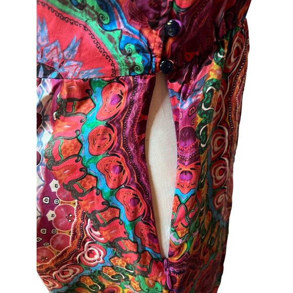 Retro 60s Caftan Tunic Dress 100% Silk Psychedelic Mandala Print Mini - Picture 9 of 10